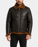 Men's Original RAF Flying Sheepskin Jacket Tyler Zenith Brown Ginger front closed