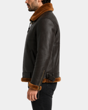 Men's Original RAF Flying Sheepskin Jacket Tyler Zenith Brown Ginger side view